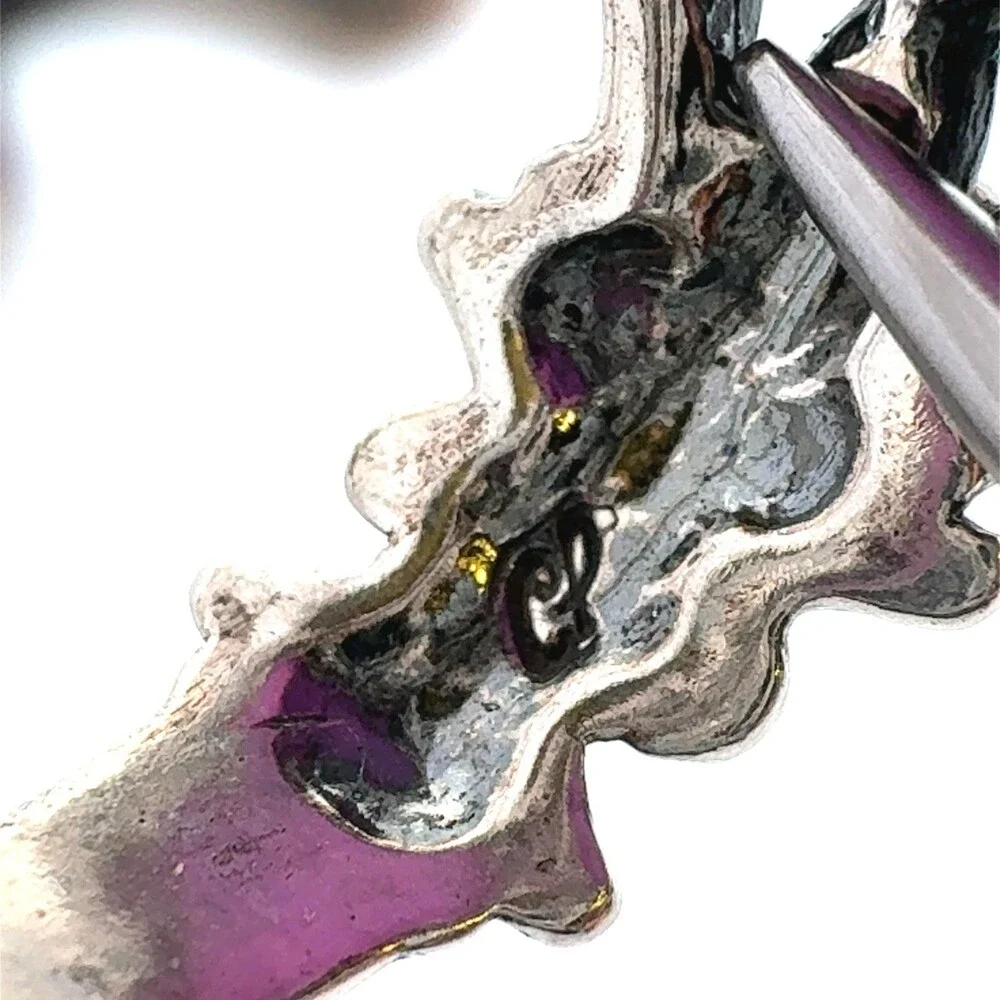 Carolyn Pollack Navajo 925 Sterling Silver Purple Phosphosiderite Statement Ring - Picture 13 of 15